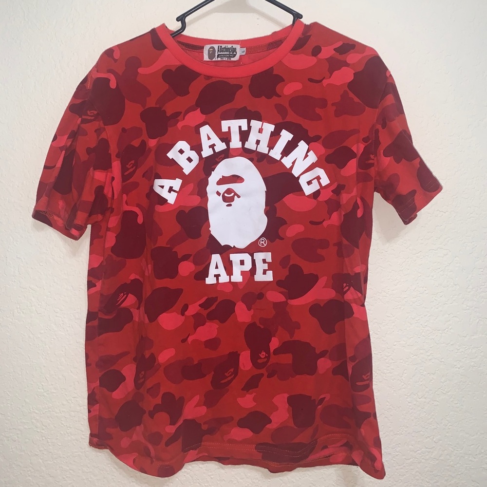 Red bape bathing ape red camo tee shirt